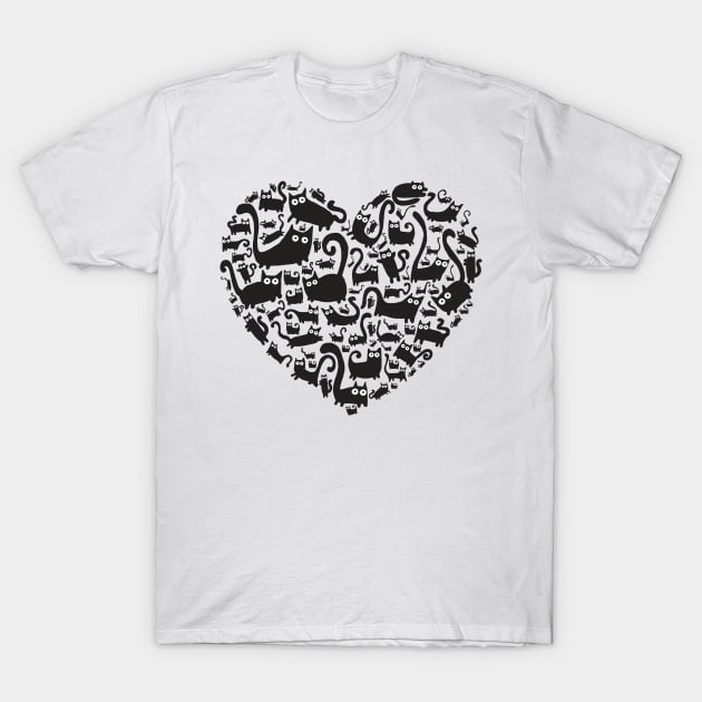 Cute heart made from cats T-Shirt by adrianserghie